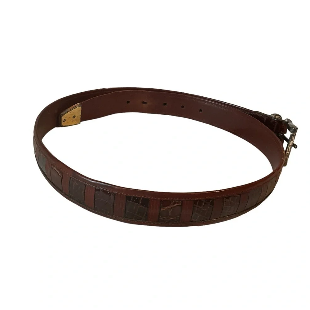 Cale Brown Crocodile Skin Belt Size 34